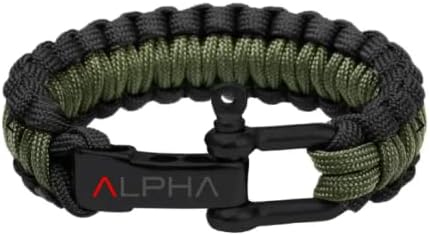 צמיד Alpha Defense Co. Paracord | שחור ואוד ירוק | אבזם שחור